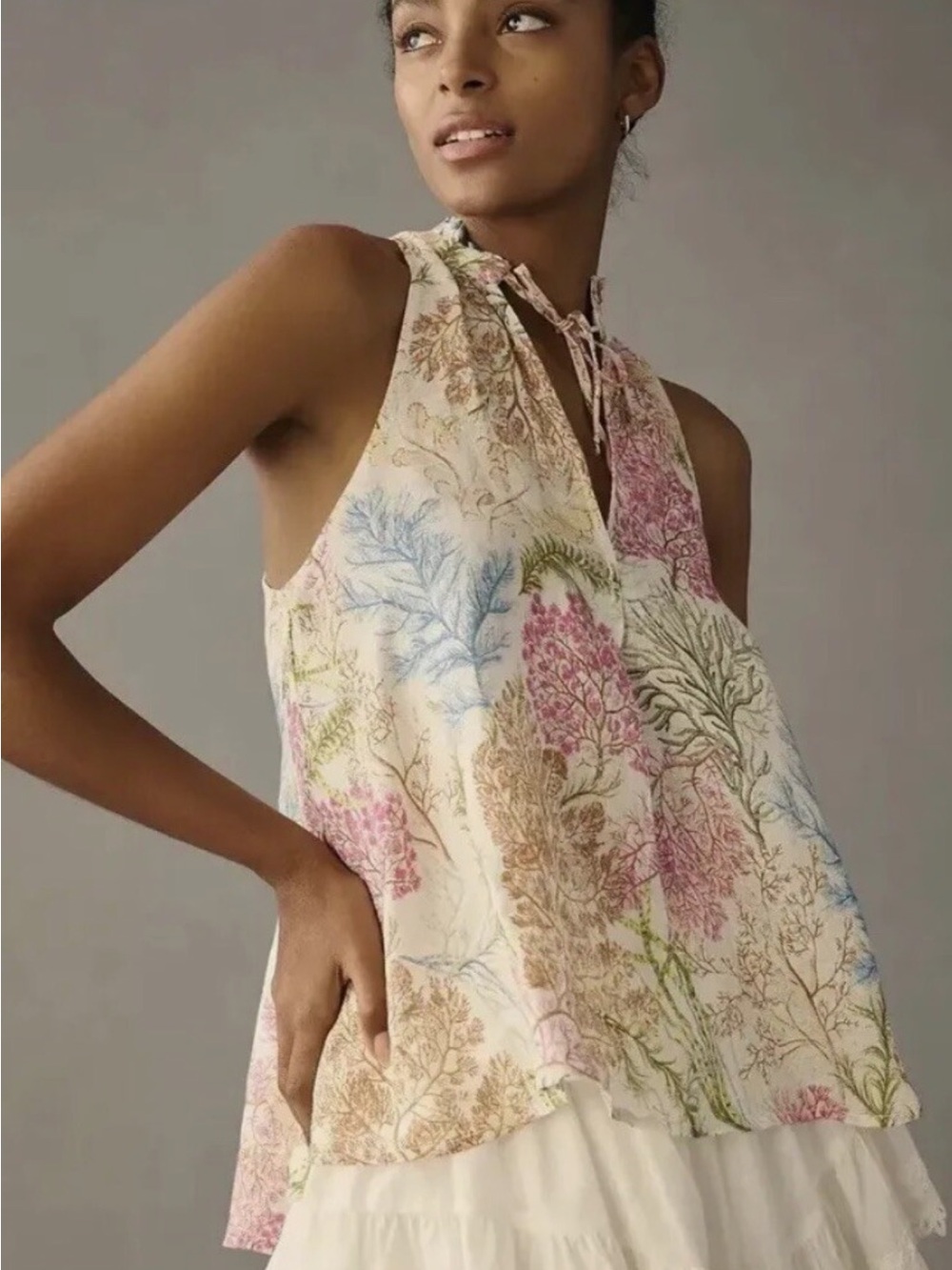 Pilcro for Anthropologie Tavi Linen Top in Botanical Print, NWT, size XL